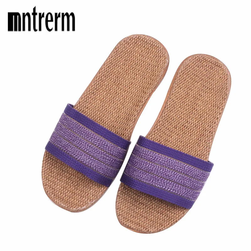 New Spring Summer Women Linen Home Shoes Non-slip Deodorant Sweat-absorbent Breathable Fashion Ladies Indoor Floor Slippers