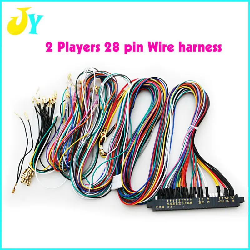 10 pcs/lot Jamma Harness 28 pin with 5,6 buttons wires for arcade game machine cabinet accessories 6 action button wires