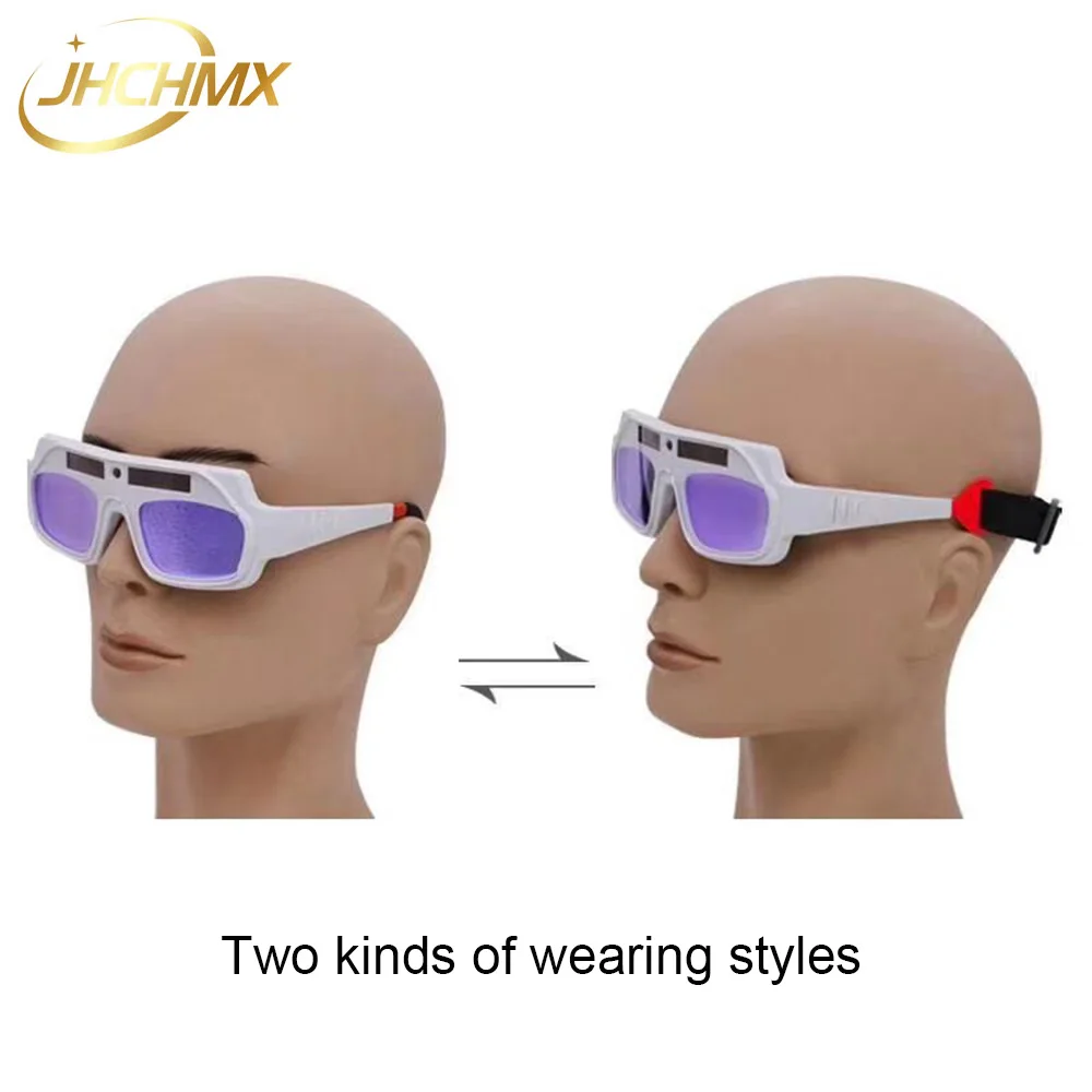 JHCHMX-Gafas de soldadura con energía Solar, lentes de protección con oscurecimiento automático, brillo ajustable, de seguridad