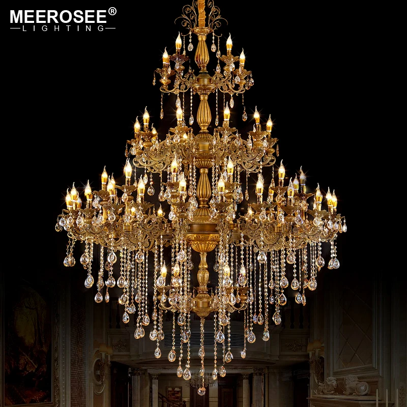 Luxurious Huge Crystals Chandelier Lighting Vintage Pendant Hanging Lamp for Villa Hotel Project Candle Luminaires lampadari