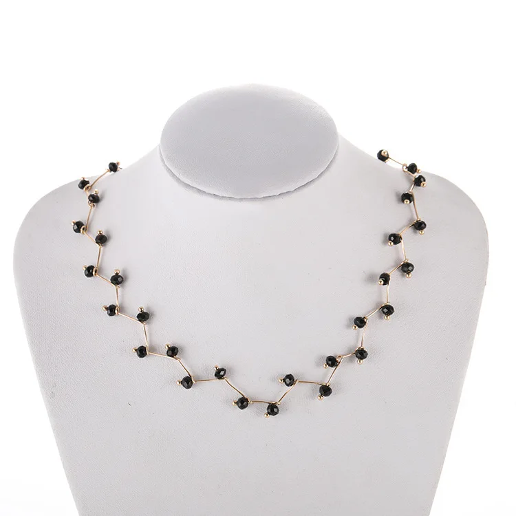 New Personality Simple Wild Black Crystal Short Clavicle Chain Korean Women\'s Beaded Fashion Gift Dress Accessories Necklace