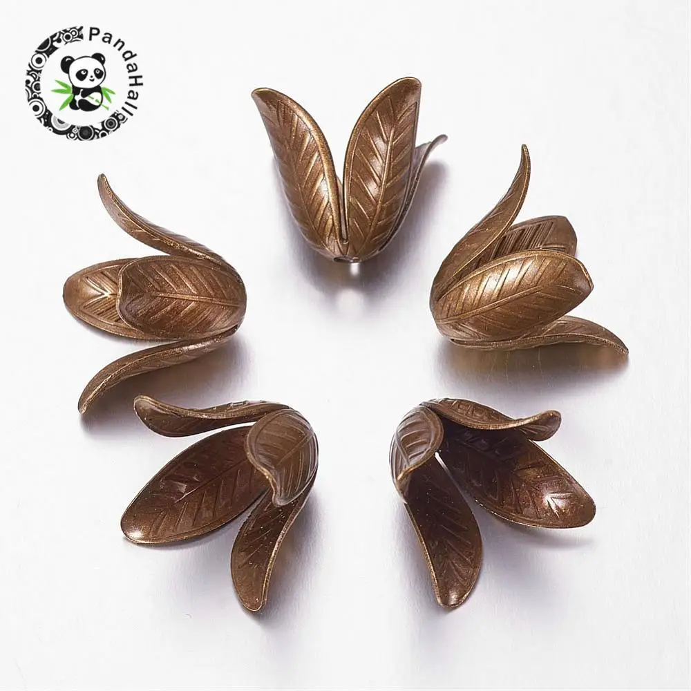 

Antique Bronze 4-Petal Brass Flower Bead Caps, Cadmium Free & Nickel Free & Lead Free, 17x22mm, Hole: 2.5mm