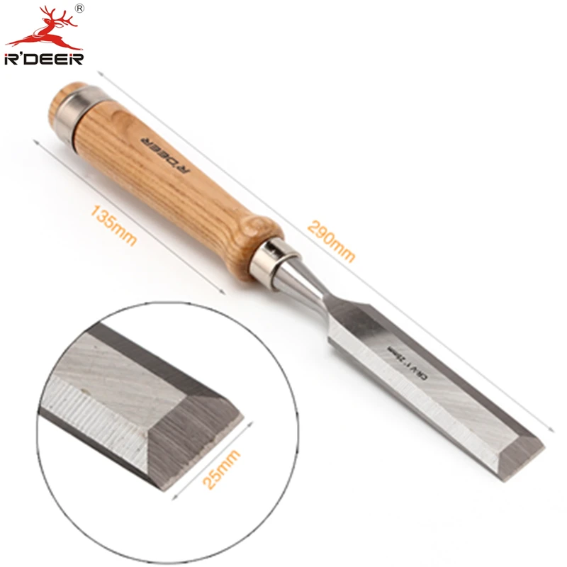 RDEER 1''/25mm Woodwork Chisel CR-V Wood Carving Straight Flat Chisel Carvers Graving Knife Wood Tools