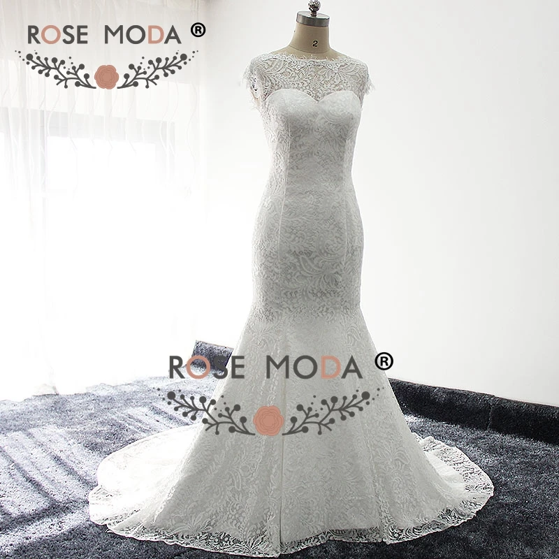 Rosa moda chantilly laço vestido de casamento com mangas de boné fotos reais