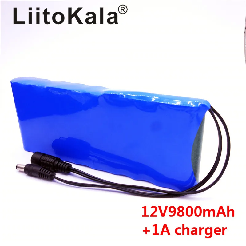 Liitokala New 12V 9800mAh battery pack lithium ion camera camera battery and 12.6V 1A charger eu / us plug