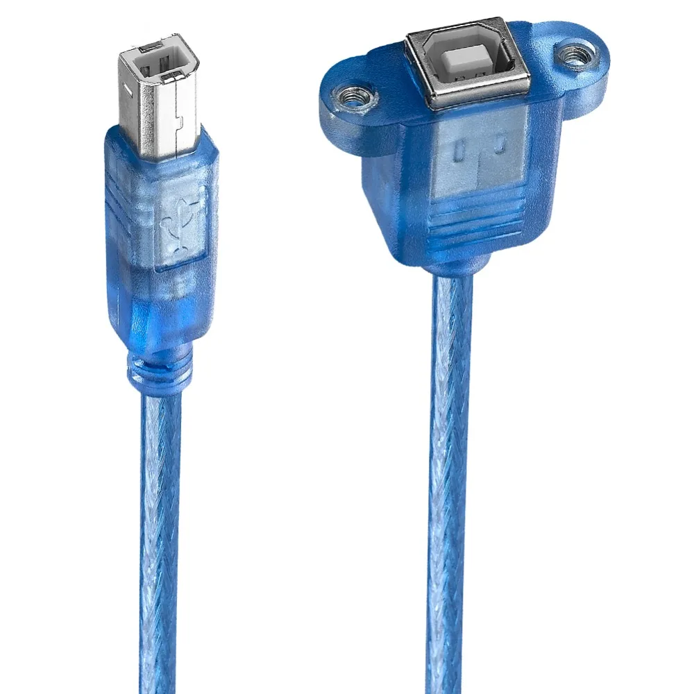 Bochara USB 2.0 Type B Male to Type B Female Printer Extension Cable With Panel Mount Screw Hole 30cm 50cm 100cm