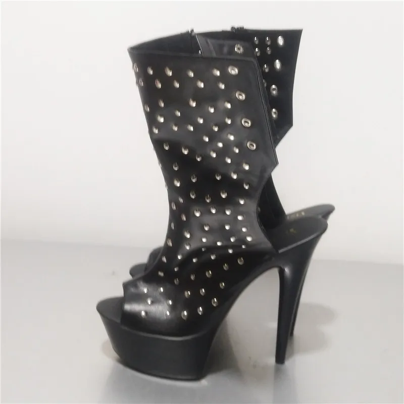 

Ultra high 15cm sexy band, high heel women's ankle boots, female rivet for shoes, sexy dancing boots