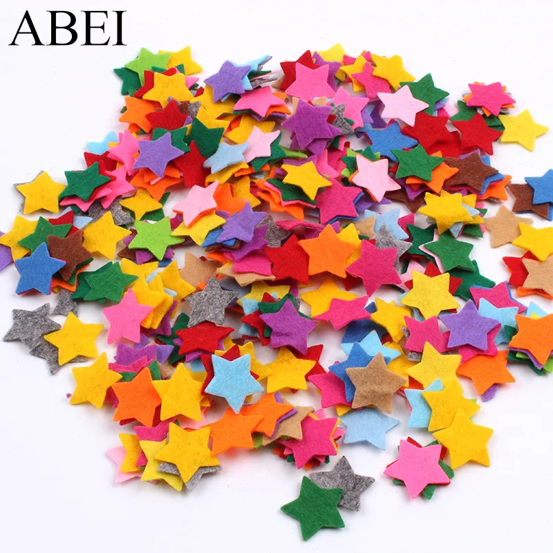 200pcs/lot 2cm Mix Colors Star Felt fabric pads Stick-On patches felt pads fabric flower Scrapbooking accessories
