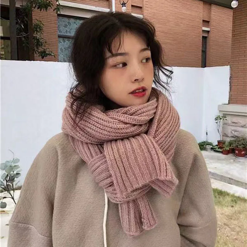 VISROVER solid color knitted women winter scarf cashmere like scarves lady winter warm shawls wraps winter pashmina femal hijab