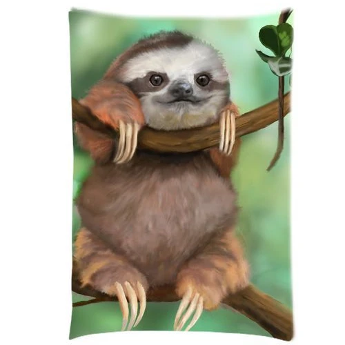 

Cute Sloth Pillowcase Sloth Holding The Branches Pillow Case Cover Green Kids Bedding Gift Animal Pattern Pillowcover Rectangle