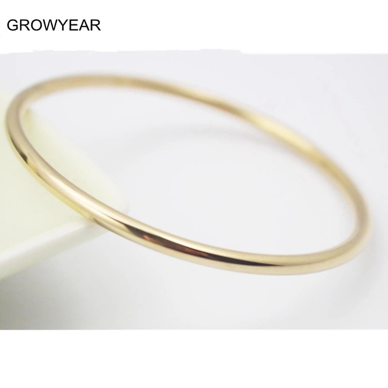 

Classic Simple Women Stainless Steel Round Circle Bangle Bracelet Golden Fashion Jewelry