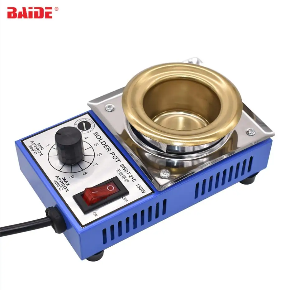 

220V 150W Solder Pot Soldering Desoldering Bath 50mm SWDT- 21C Solder Pot 450 Degree Max Soldering Desoldering Bath 9pcs/lot