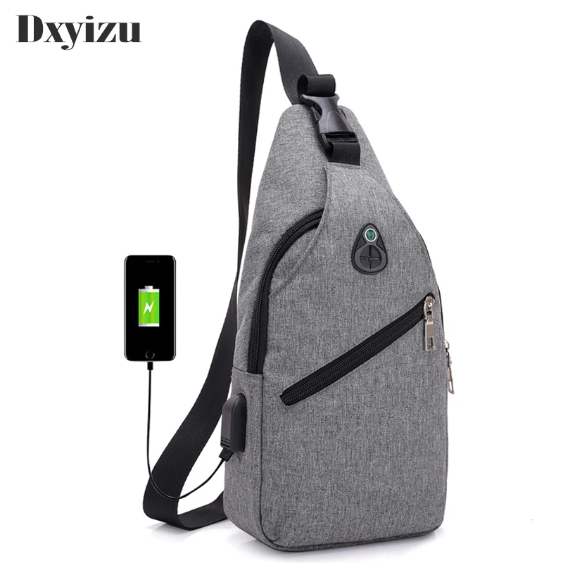 

2020 USB Charging Crossbody Bags Men Casual Chest Bag Pack For Short Trip Anti theft Chest Bag Summer Shoulder Messenger Bag