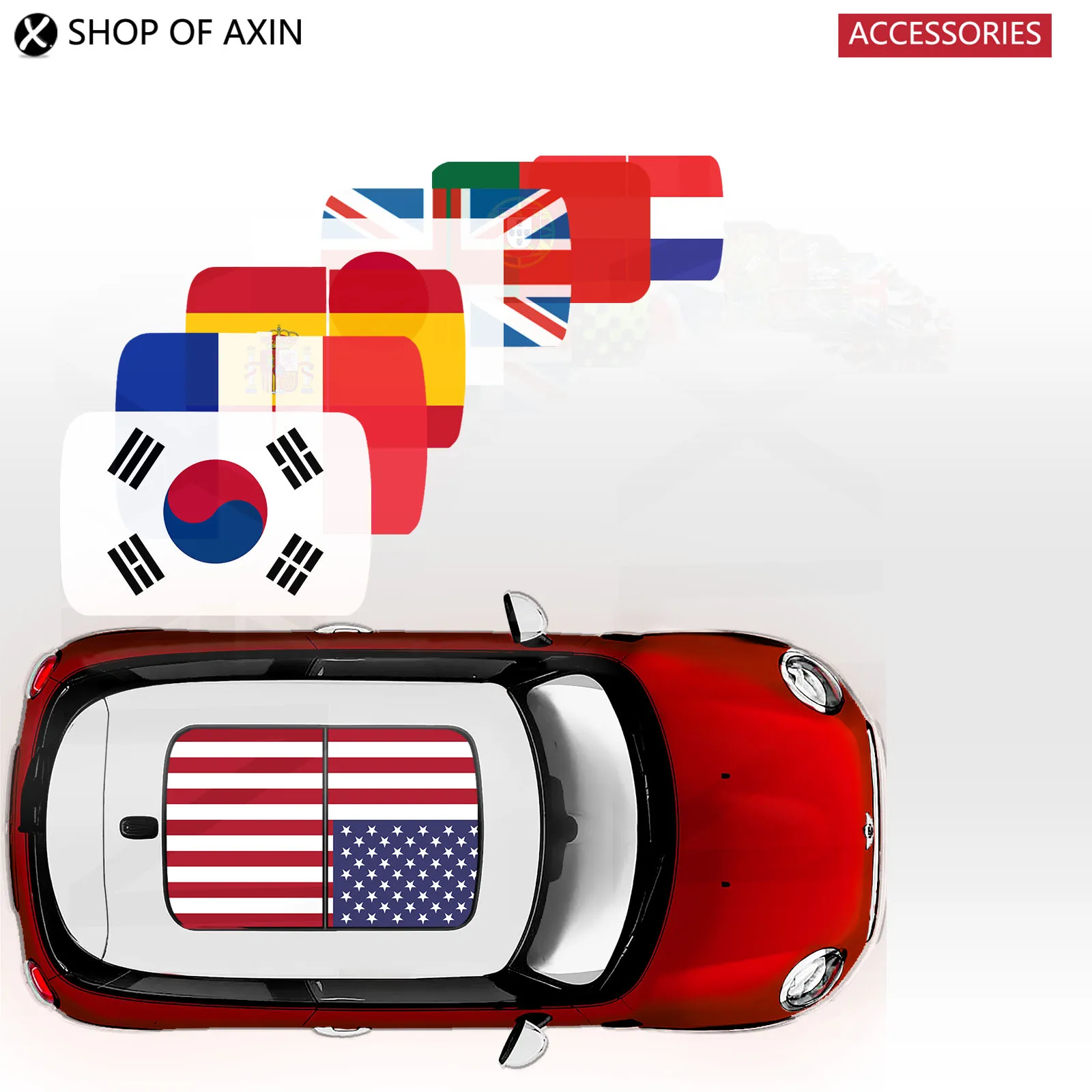 Flag Sunroof Moonroof Graphics stickers for MINI Cooper clubman countryman hardtop R50 R53 R55 R56 R60 R61 F54 F55 F56 F60