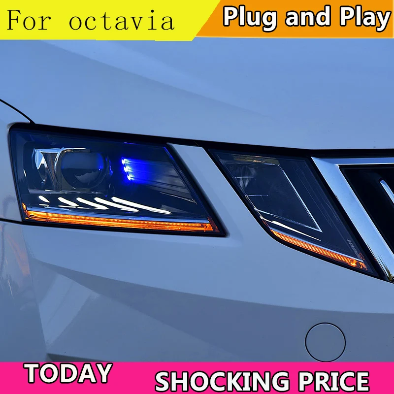 doxa Car Styling For Skoda Octavia Headlights 2018 New Octavia ALL LED Headlight LED DRL  Lens High Low Beam Parking