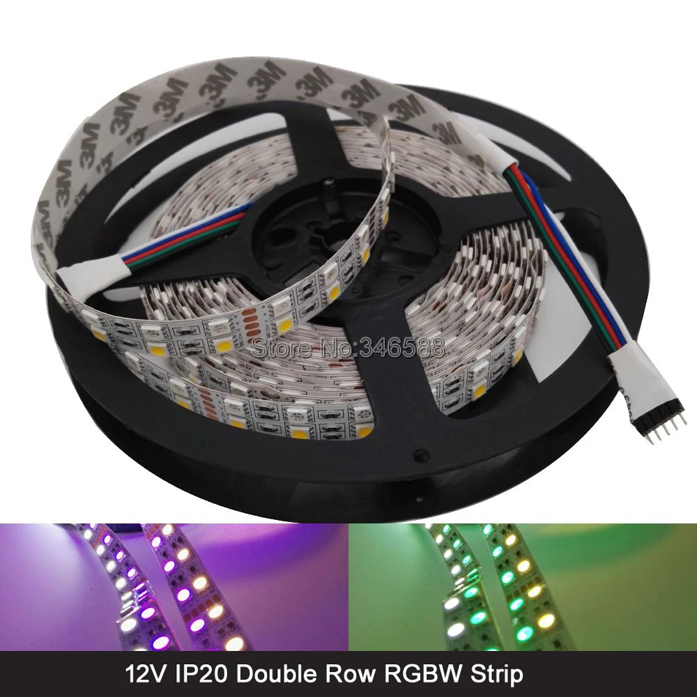 5m 600LEDs 120LED/M DC 12V 24V Double Row SMD 5050 RGBW LED Strip IP20 IP67 Waterproof Flexible Tape RGB + White / Warm White