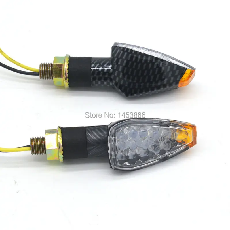 2 pairs 4 Pieces Carbon Motorcycle 12V 2W 14 LED Turn Signal Light for BMW Ducati Aprilia Moto Guzzi Buell