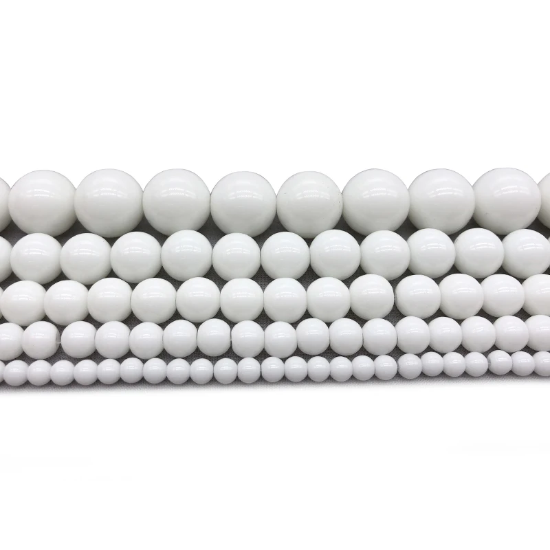 High quality Glass White porcelain Round Loose strand Beads 4/6/8/10/12mm Jewelry Making Bracelet Diy beads