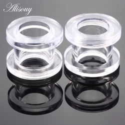 Alisouy New 2 pieces 2-24mm Clear Acrylic Ear Plugs And Tunnels Ear Gauges Piercing Expander fashion body jewelry for women men