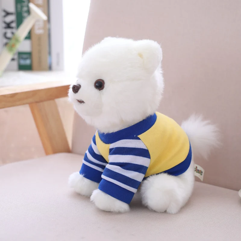 25cm Kawaii Simulation Pomeranian Dog Plush Toy Lovely Stuffed Animal Dog White Pomeranian Best Birthday Christmas Gift for Kids