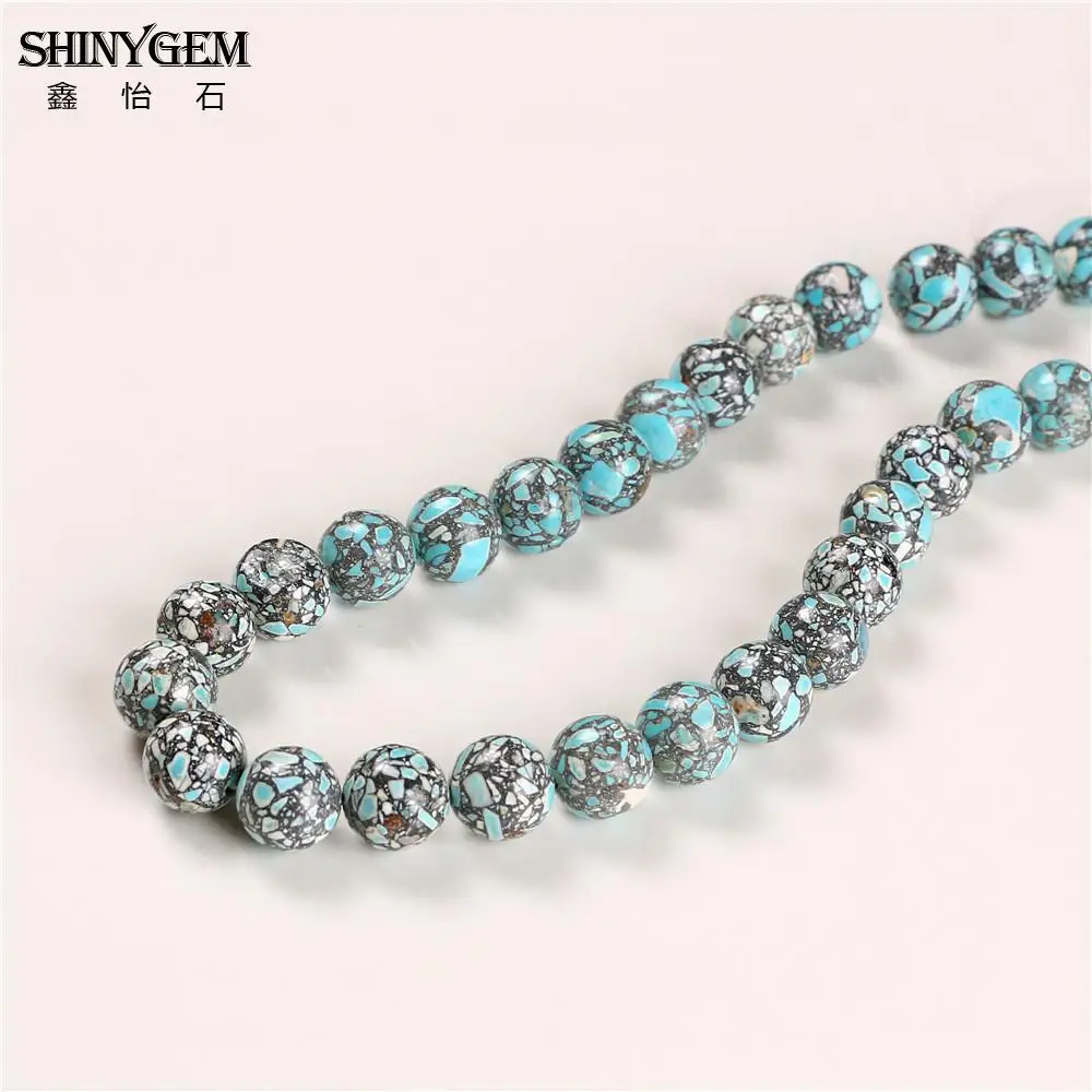 shinygem 14mm big round aaa grade wholesale lots bulk blue turquoises natural stone beads for jewelry making