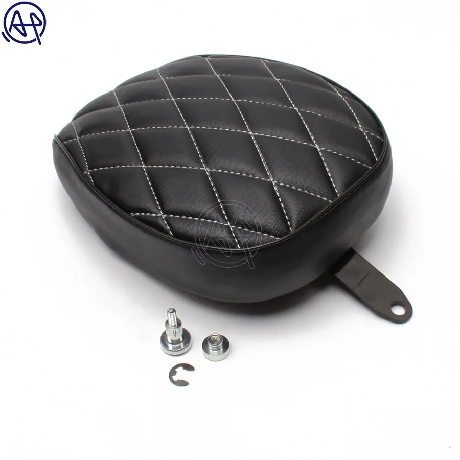 Black Motorcycle Diamond Passenger Rear Seat Pad Leather Pillow for Harley Sportster XL 1200 883 72 48 2010-2015