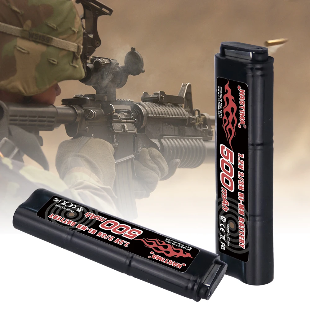 Nastima 6S 2/3N 7.2V 500mAh Ni-MH Battery for CM030 CM121, CM122, Marui 18C,P8, M93R AEP AEG M81, M84,& TM AEP Airsoft Guns Toys