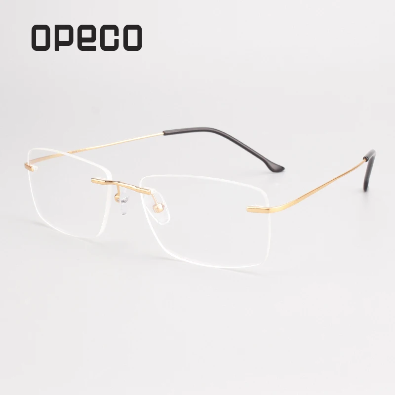 

Opeco Rimless Men's Pure Titanium Eyewear Glasses Frame male Myopia Optical Prescription Eyeglasses Spectacles #2870