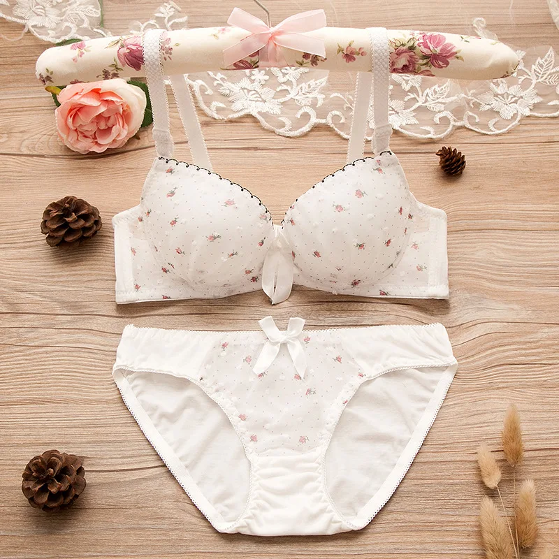 Cute Bow Knot Lace Girl Underwear Bras Suits For Children Teen Kids Young Girls Training Lingerie Students