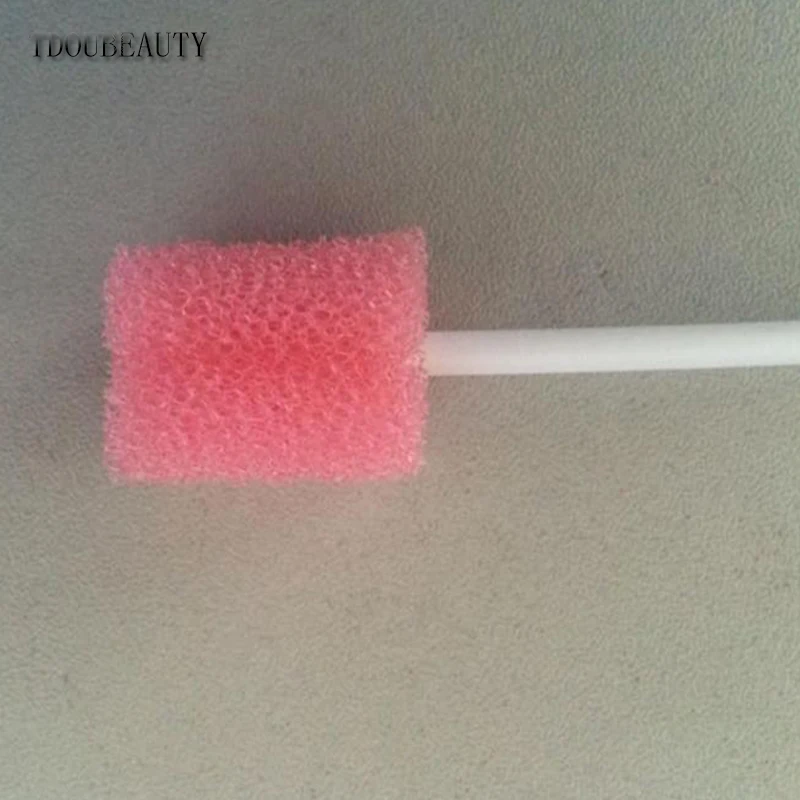 TDOUBEAUTY 100Pcs of Pink Disposable Sponge Swab for Oral Clinic Cleaning Use free shipping