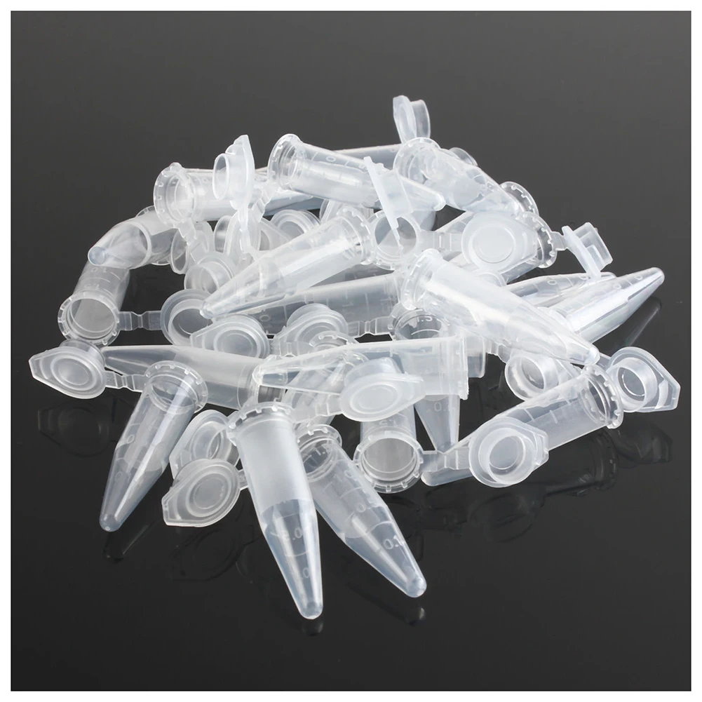 100PCS 1.5ml Lab Mini Plastic Test Tube Centrifuge Vial Snap Cap 42x11mm Clear