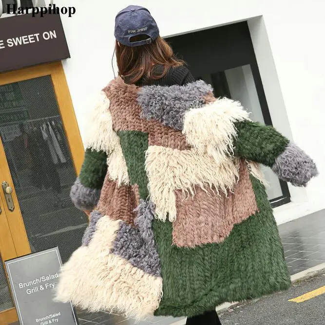 2020 autunno e inverno capelli di coniglio lana maglia cappotto di pelliccia femminile breve paragrafo lungo paragrafo colletto tondo cappotto di colore colorato