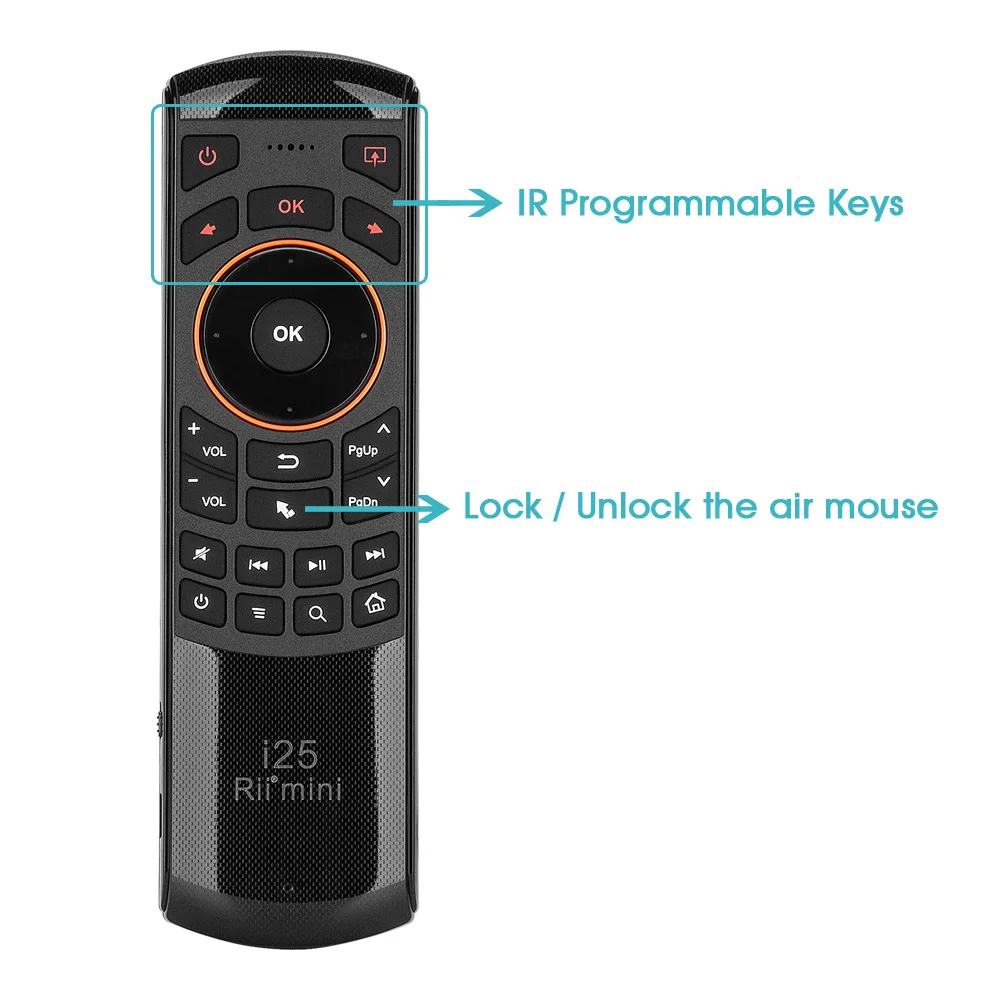 Original Rii i25 2.4GHz Hebrew Keyboard Air Mouse Remote Control IR Extender Learning for HTPC Smart Android Google TV Box IPTV