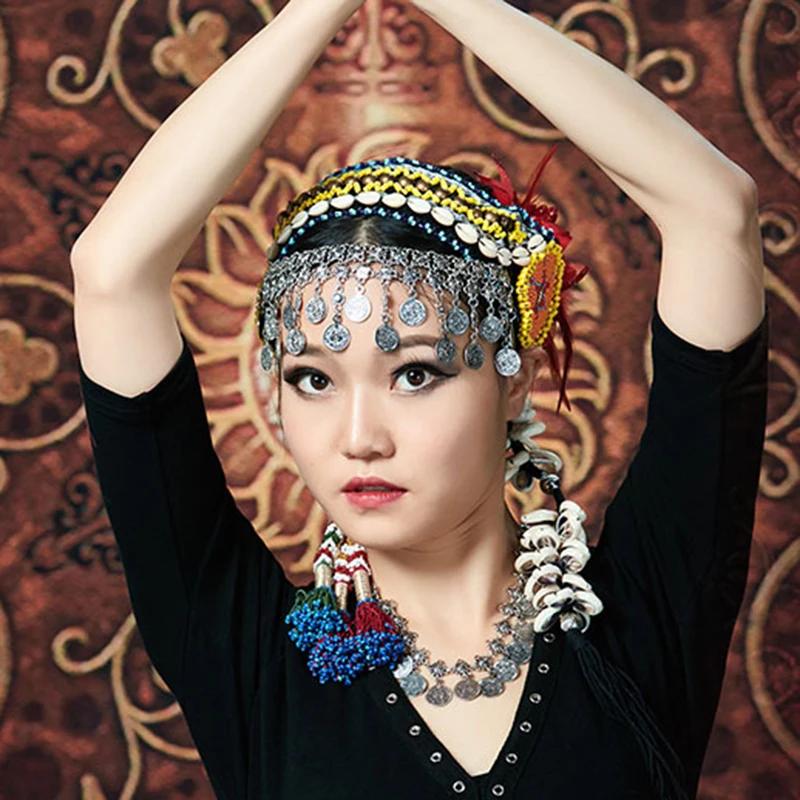 New Arrivals Gypsy Dance Women Beads Headpiece Metal Head Chains Coins Vintage Jewelry Tribal Belly Dance Accessories