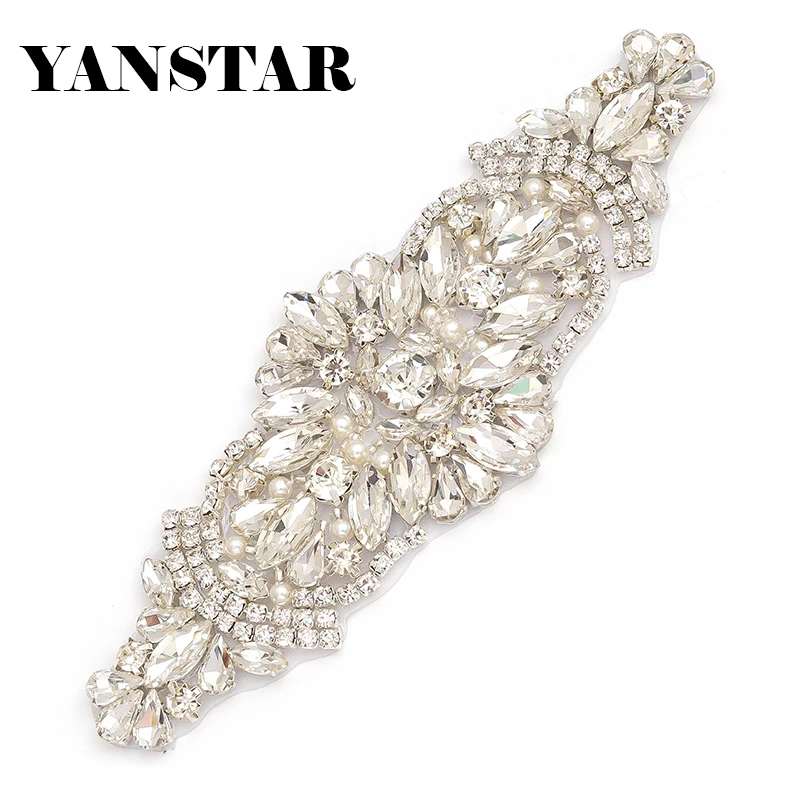 

YANSTAR 30PCS Wholesale Rhinestones Appliques Sewing On Wedding Dresses Belt Rose Gold Protein Beads DIY Bridal Gown Sash YS856