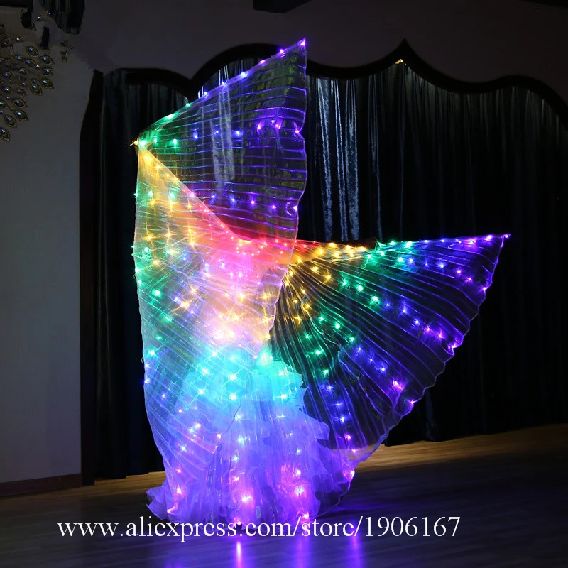 Colorful LED Light Up Wings Led Luminous Belly Dance Christmas Cloak Illuminated Stage Performance Props Party Halloween Dress