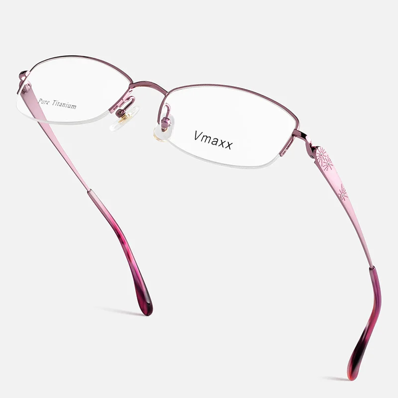 

XINZE Fashion titanium half frame eyeglasses business women spectacle frame myopia presbyopia eyeglasses semi-rimless glasses