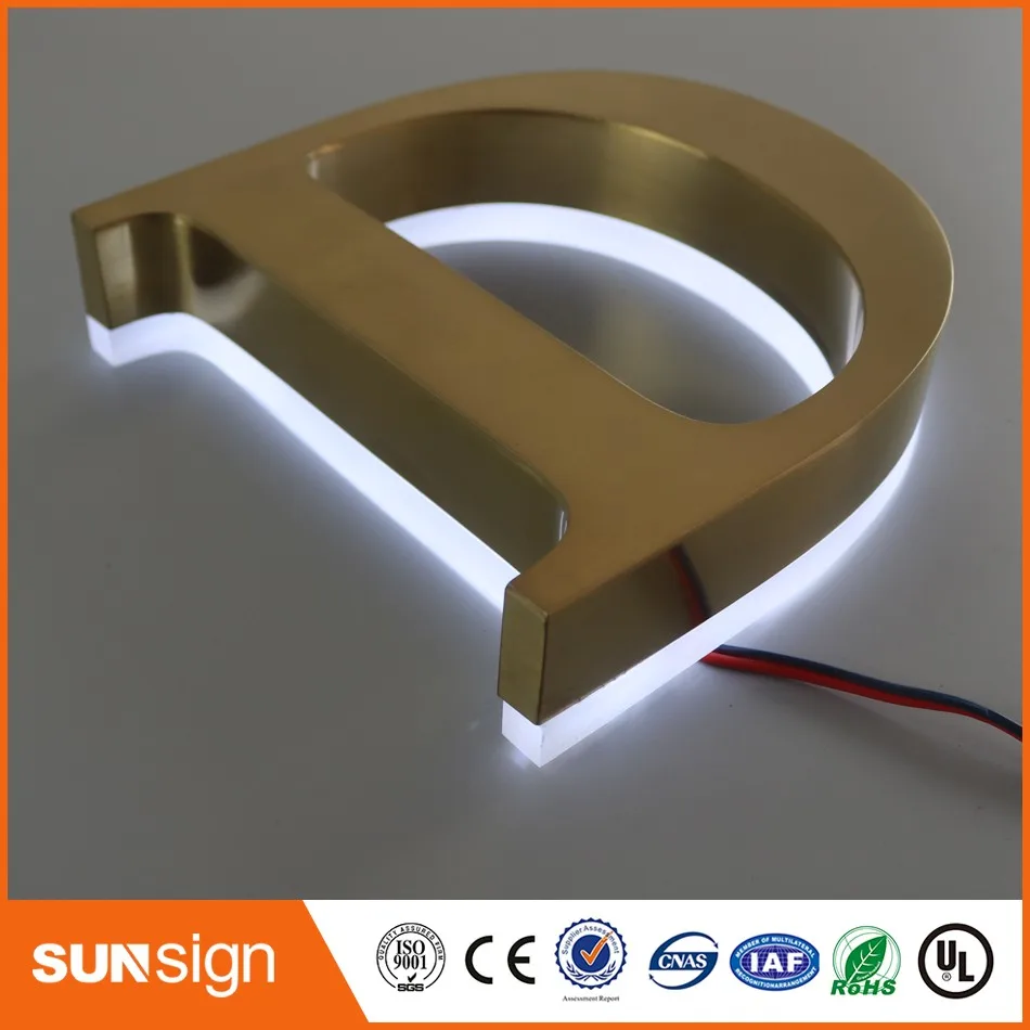 Outdoor LED Backlit 3D Huruf logam backlit led huruf tanda