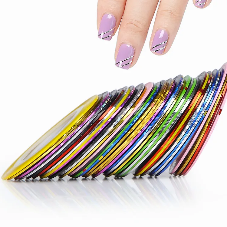 

Wholesale 500pcs Excellent Nail Art Decoration Sticker 50 colors Metallic Yarn Matte Self-Adhesive Nail Strip Free EMS shipping