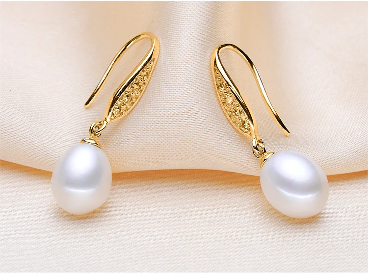 Echte Natürliche Süßwasserperlen-Ohrringe für Damen, Elegante 925 Sterling Silber Kultivierte Perlen-Tropfenohrringe, Geschenk zum Jahrestag für die Ehefrau – Detail 6