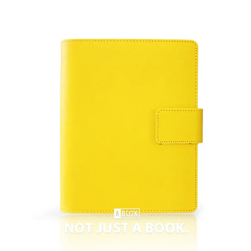 Yiwi Original Lemon Yellow A5 A6 Diary Pu Leather  Planner 6 Loose Leaf Spiral Binder Notebook