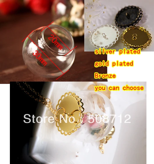 

Free shipping!!!! 30mm Glass Globe Wiht Crown Pendant Locket Charm wide opening Bottle