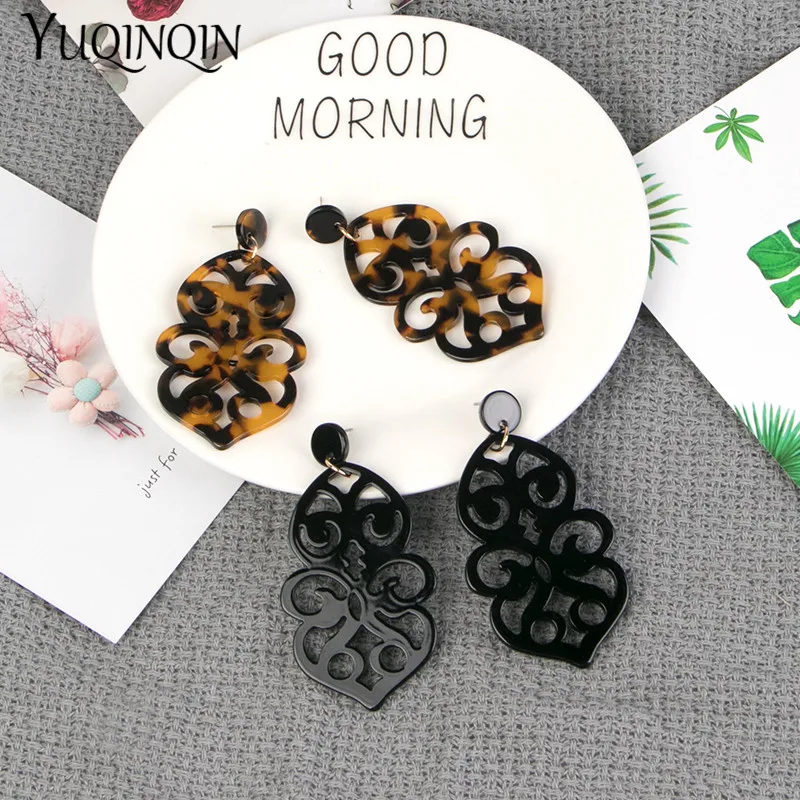 Vintage Long Big Geometric Acrylic Fashion Drop Earrings for Women Leopard Large Resin Earring for Girls Party Jewelry Brincos