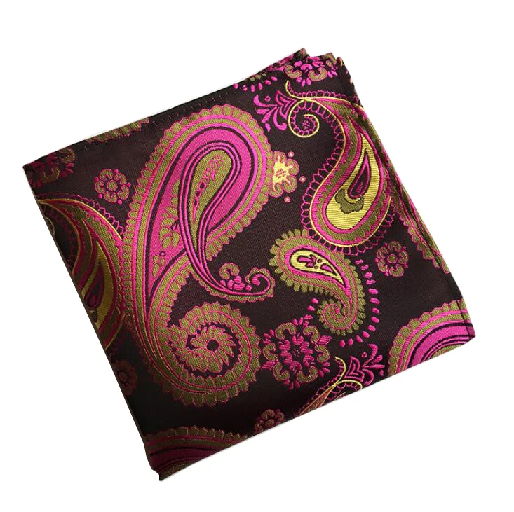 GUSLESON Vintage Men\'s Paisley Handkerchief Floral Pocket Square Business Chest Towel Hanky Gentlemen 25*25cm Suit Hankies