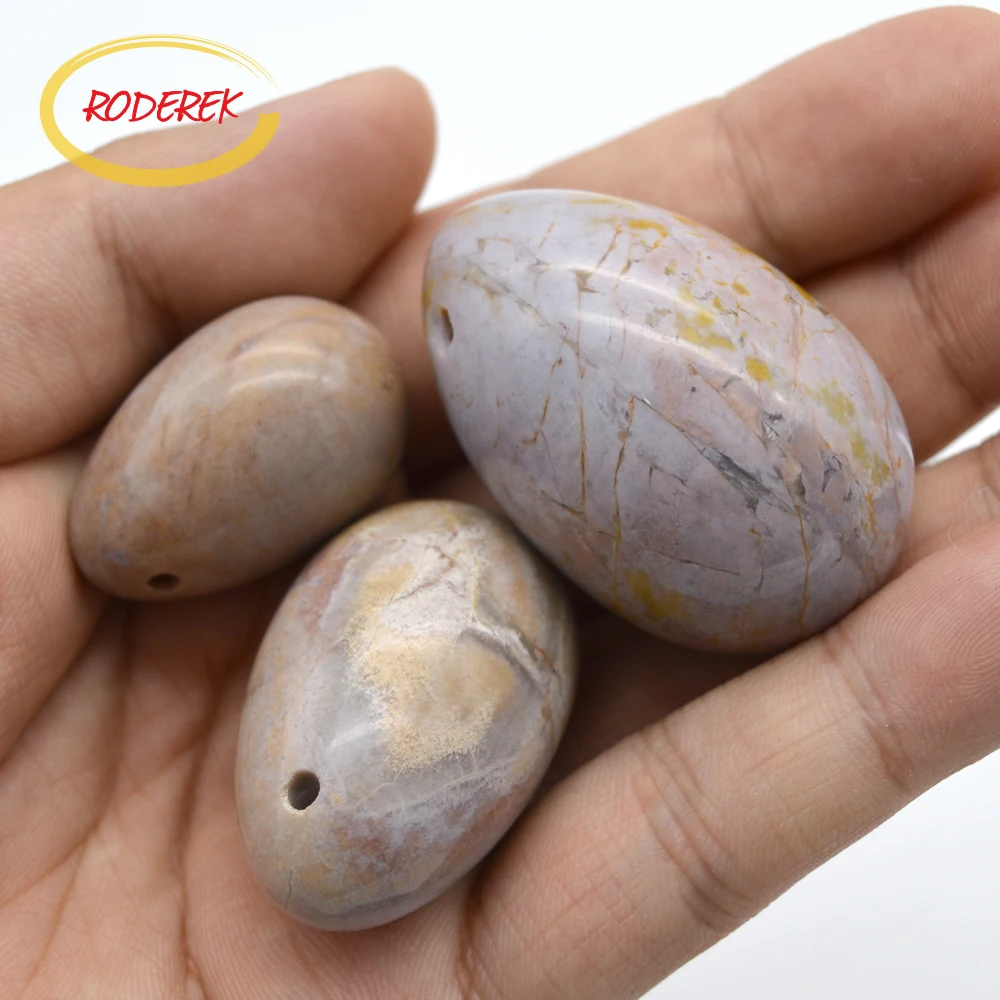 

Natural Agate Jade Eggs Set Drilled Jade Yoni Egg For Kegel Exercise Healthcare and Wellness Vaginal Massager