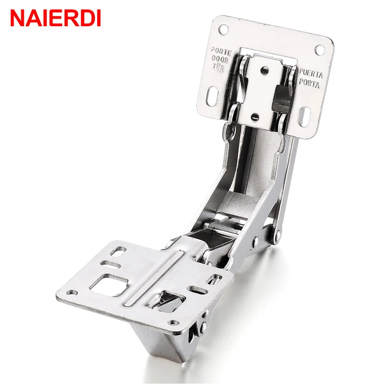 NAIERDI 165/170/175 Degree Hinge No-Drilling Hole Spring Angle Hinges For Cabinet Cupboard Door Thick Board Furniture Hardware