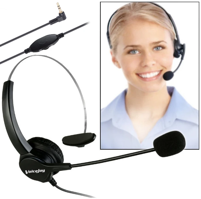 Free Shipping Volume and Mute Switch Headset with microphone 2.5mm plug headphones for CISCO ,Polycom,Grandstream,etc phones