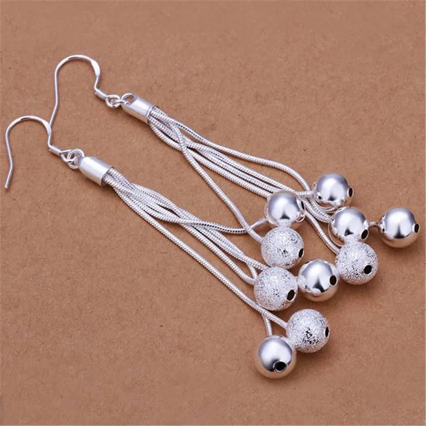 Production Hot Charms Sales Free Shipping Silver 925 Plated Simple Earrings Classic Women Lady Cute Nice Silver Jewelry