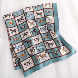 KOI LEAPING-Petit Foulard Carré pour Femme, Imprimé à Motif de Cheval, 70x70cm, Offre Spéciale, Cadeau