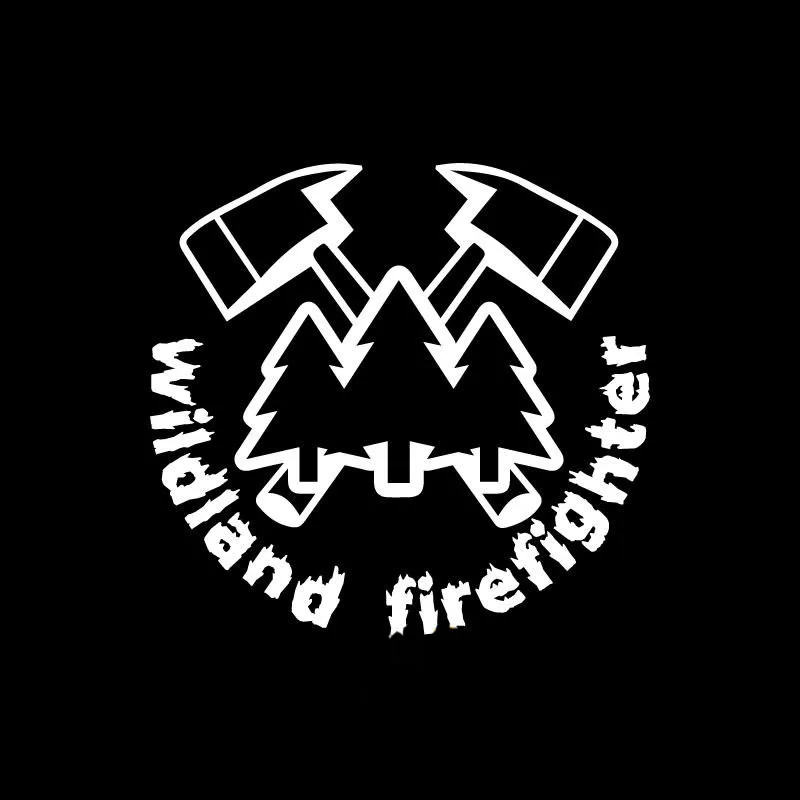 YJZT 11X10.2CM WILDLAND FIRE FIGHTER AXES Vinyl Car Sticker FOREST Fireman Smokejumper Decals Black/Silver S8-1386